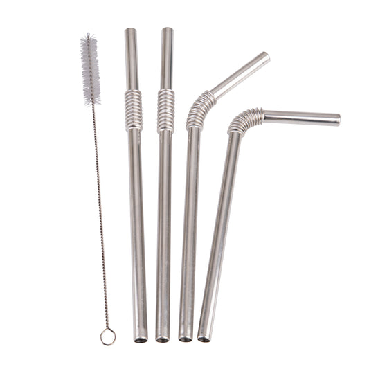 Turtleneck Stainless Steel Flexible Straws - 4 Pack