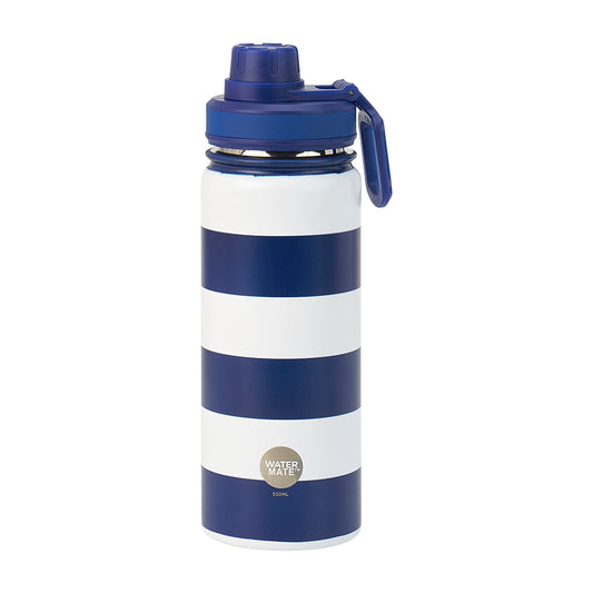 Annabel Trends Watermate Stainless Drink 550ml Bottle - Navy Stripe