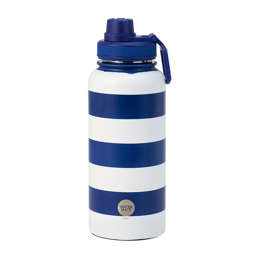 Annabel Trends Watermate Stainless Steel 950ml Bottle - Navy Stripe