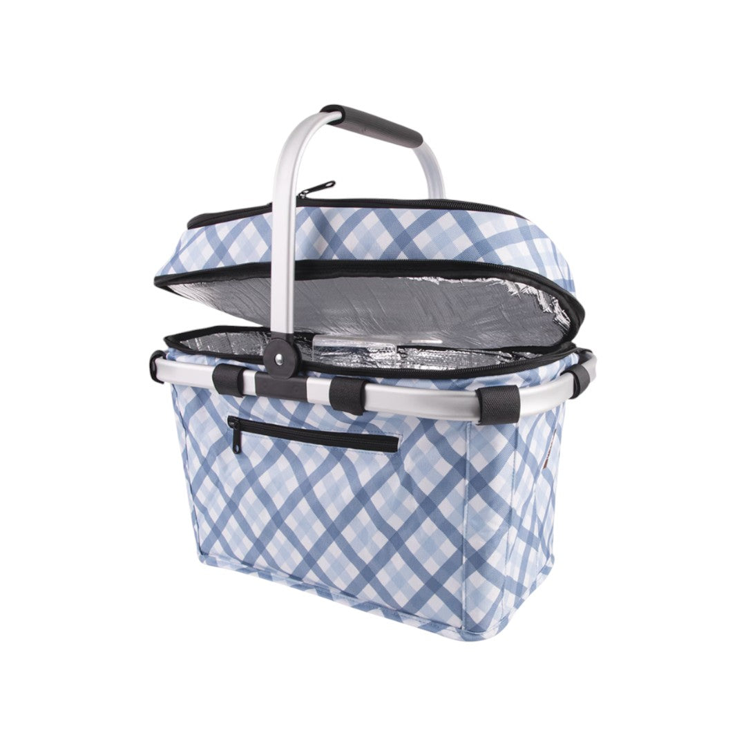 Sachi Insulated Picnic Basket - Blue Gingham