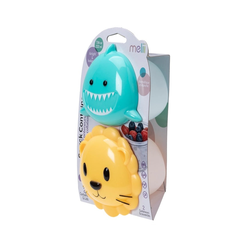 Melii Snack Container 2-Pack - Shark & Lion