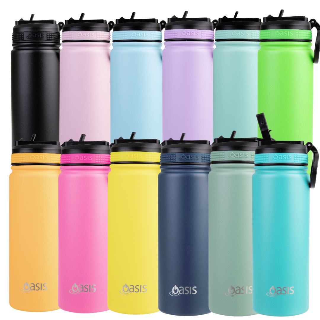 Oasis 550ml Stainless Steel Insulated Challenger Drink Bottle w/ Sipper Straw Lid - Assorted Colours