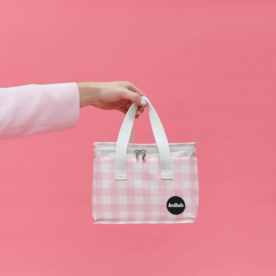 Kollab Insulated Lunch Box Bag - Candy Pink Check *PREORDER*