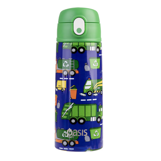 Oasis 550ml Kid's Drink Bottle w/ Sipper - Garbage Trucks