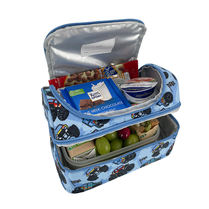 Sachi Insulated Double Decker Lunch Bag - Monster Trucks