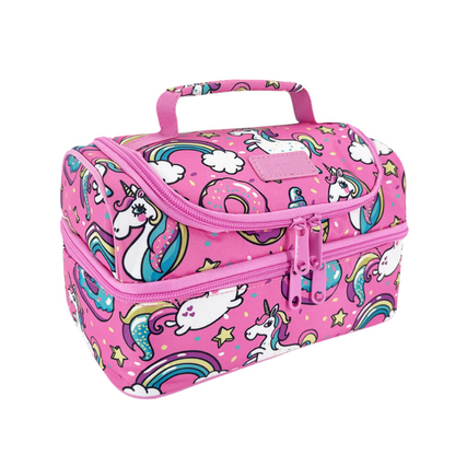 Sachi Insulated Double Decker Lunch Bag - Unicorns