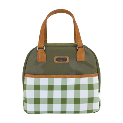 Sachi Insulated Cali Lunch Bag - Olive Green Gingham