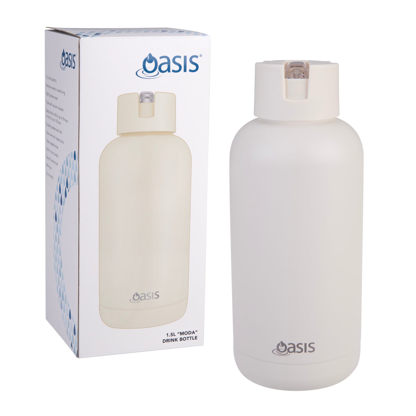 Oasis 1.5L Moda Ceramic Lined Insulated Drink Bottle - Assorted Colours