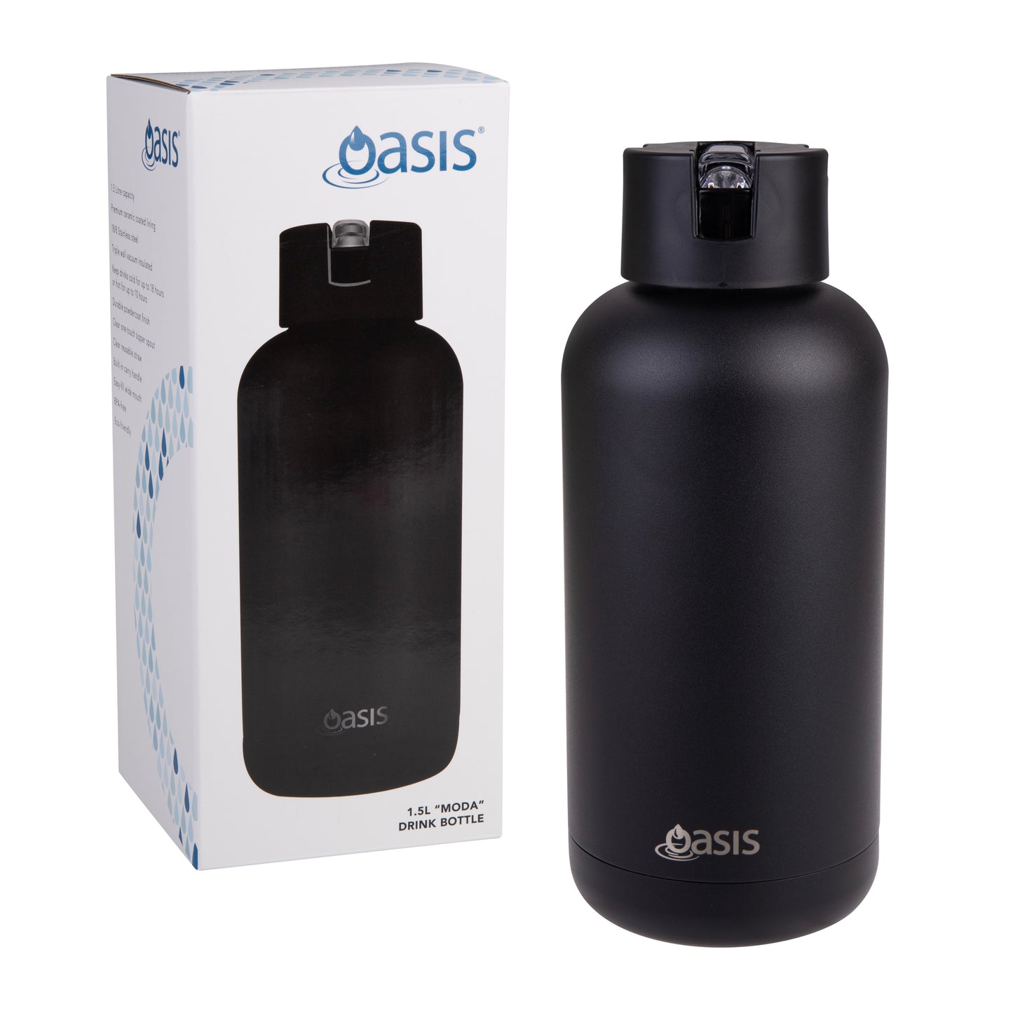 Oasis 1.5L Moda Ceramic Lined Insulated Drink Bottle - Assorted Colours