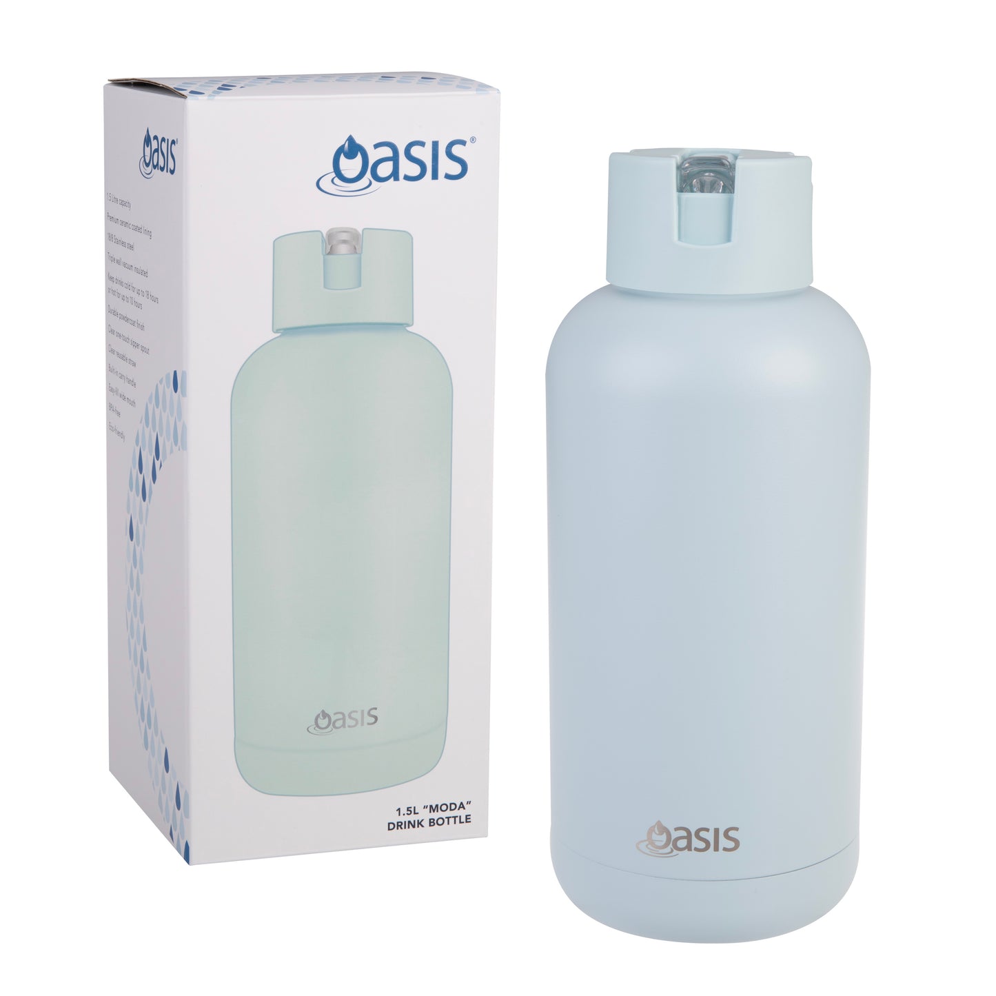 Oasis 1.5L Moda Ceramic Lined Insulated Drink Bottle - Assorted Colours