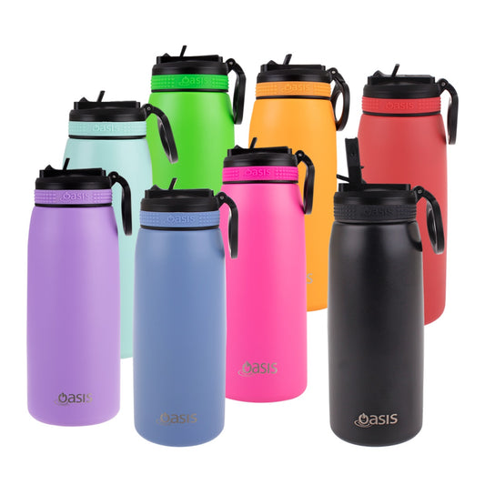 Oasis 780ml Stainless Steel Insulated Challenger Sports Drink Bottle with Straw - Assorted Colours