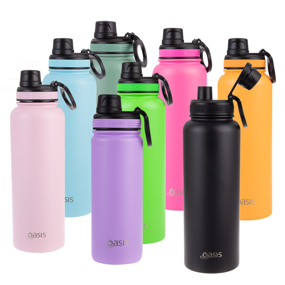 Oasis 1.1 Litre Stainless Steel Insulated Challenger Sports Bottle w/ Screw Cap - Assorted Colours