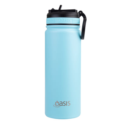 Oasis 550ml Stainless Steel Insulated Challenger Drink Bottle w/ Sipper Straw Lid - Assorted Colours