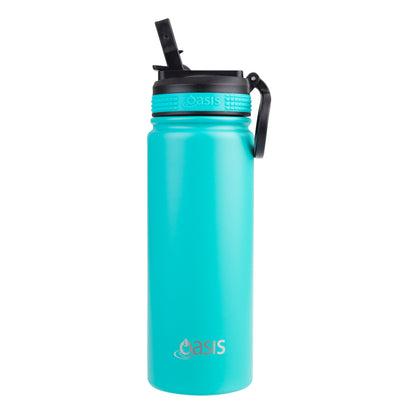 Oasis 550ml Stainless Steel Insulated Challenger Drink Bottle w/ Sipper Straw Lid - Assorted Colours