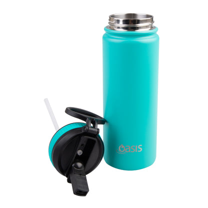 Oasis 550ml Stainless Steel Insulated Challenger Drink Bottle w/ Sipper Straw Lid - Assorted Colours