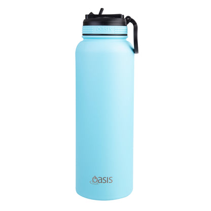 Oasis 1.1 Litre Stainless Steel Insulated Challenger Sports Bottle w/ Sipper Straw Lid - Assorted Colours