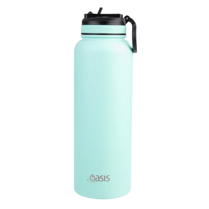 Oasis 1.1 Litre Stainless Steel Insulated Challenger Sports Bottle w/ Sipper Straw Lid - Assorted Colours