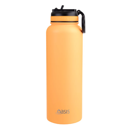 Oasis 1.1 Litre Stainless Steel Insulated Challenger Sports Bottle w/ Sipper Straw Lid - Assorted Colours