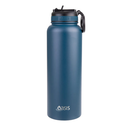 Oasis 1.1 Litre Stainless Steel Insulated Challenger Sports Bottle w/ Sipper Straw Lid - Assorted Colours