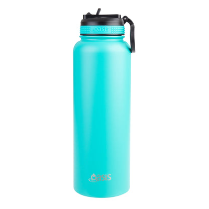 Oasis 1.1 Litre Stainless Steel Insulated Challenger Sports Bottle w/ Sipper Straw Lid - Assorted Colours