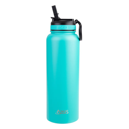 Oasis 1.1 Litre Stainless Steel Insulated Challenger Sports Bottle w/ Sipper Straw Lid - Assorted Colours