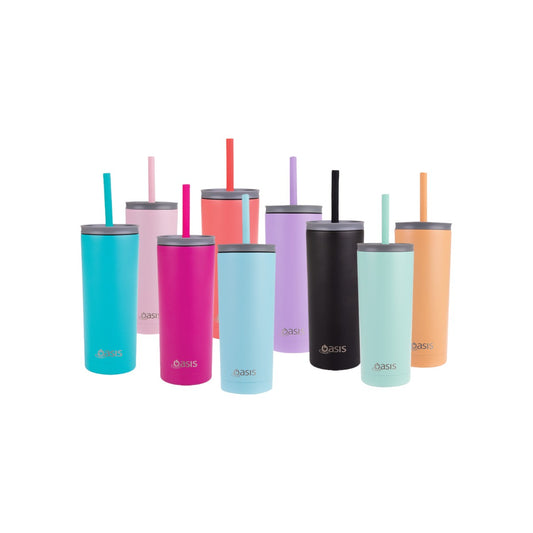 Oasis 600ml Super Sipper Insulated Tumbler w/ Silicone Straw - Assorted Colours