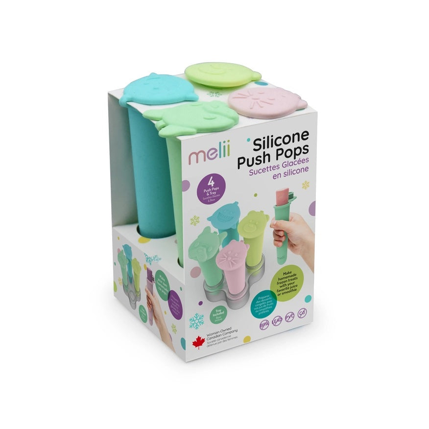 Melii Animal Silicone Push Pops w/ Tray - 4 Pack