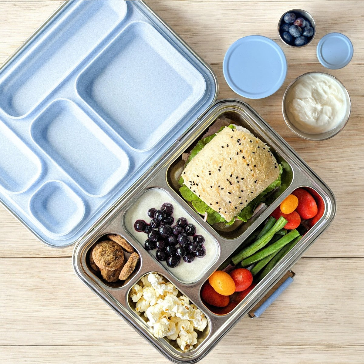 Ecococoon Bento 5 & Snack Pots Bundle - Blueberry