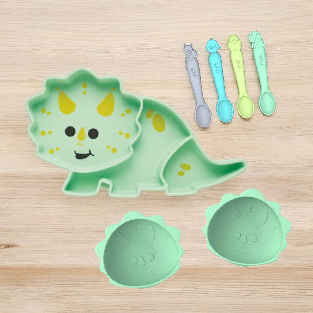 Melii Silicone Mealtime Bundle - Dinosaur