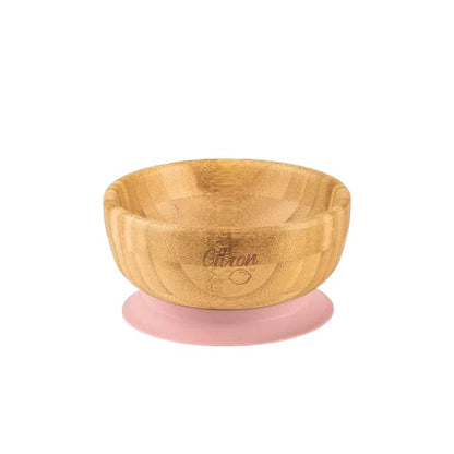 Citron Bamboo Bowl w/ Suction & Spoon - Blush Pink