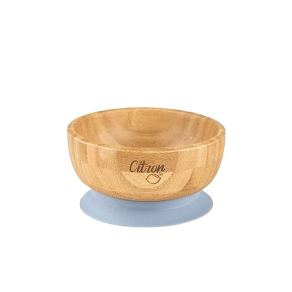 Citron Bamboo Bowl w/ Suction & Spoon - Dusty Blue