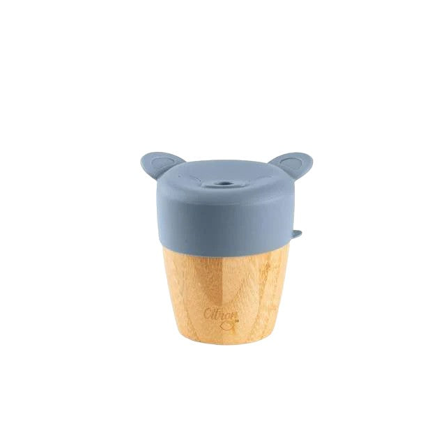 Citron Bamboo Cup w/ 2 Lids & Straw - Dusty Blue