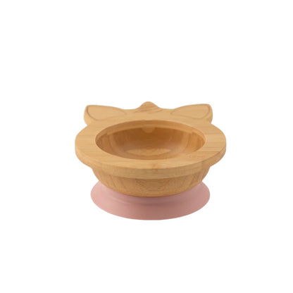 Citron Unicorn Bamboo Bowl w/ Suction & Spoon