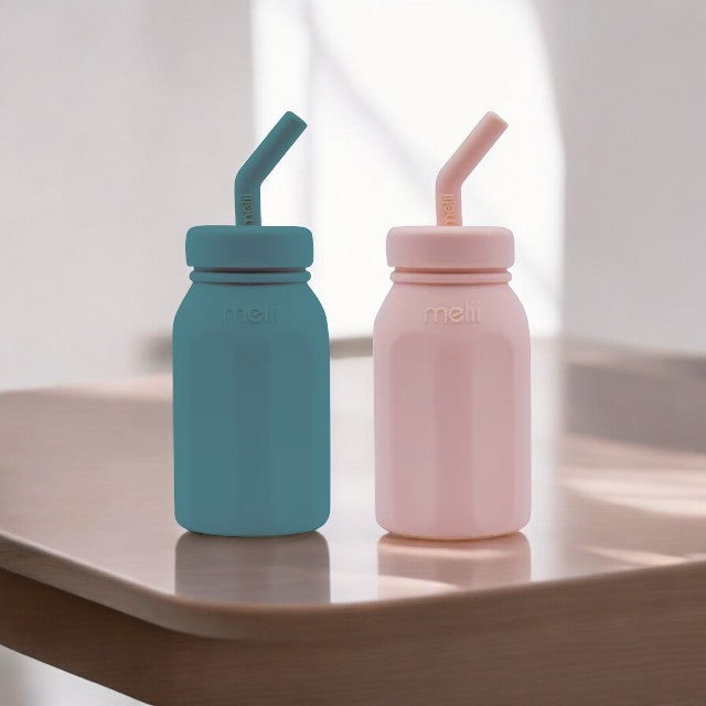 Melii Luxe Silicone Straw Bottle - Assorted Colours