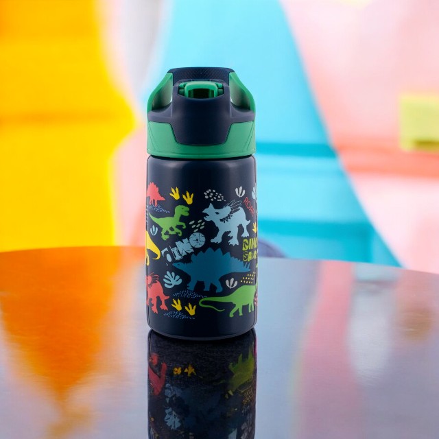 Avanti YumYum 375ml Auto Flip Spout Insulated Bottle - Dinosaur Parade