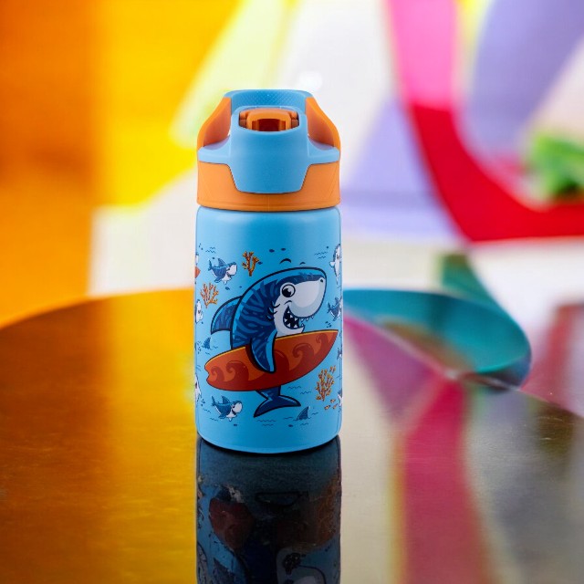 Avanti YumYum 375ml Auto Flip Spout Insulated Bottle - Surfing Sharkie