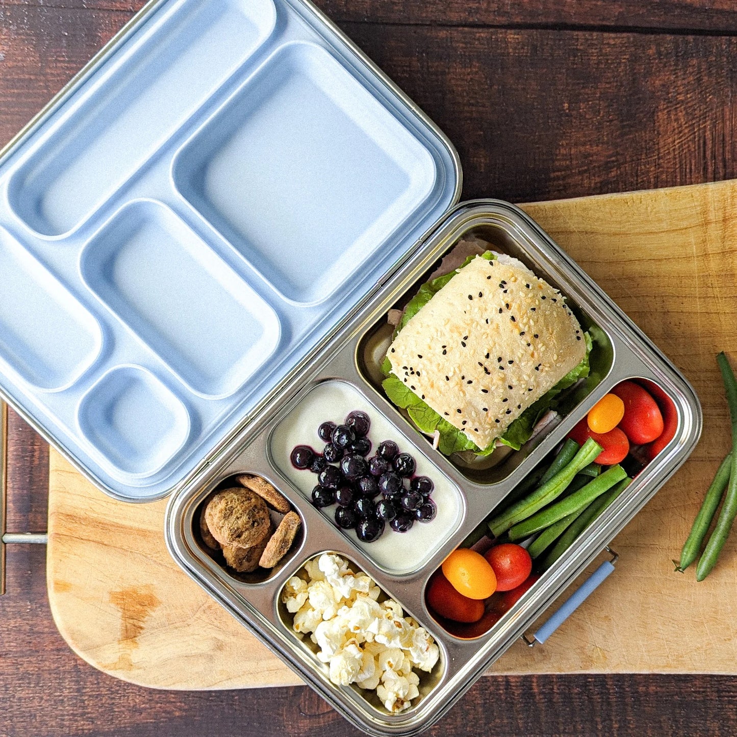 Ecococoon Bento 5 & Snack Pots Bundle - Blueberry