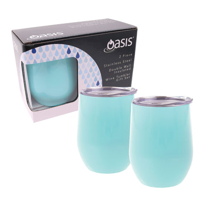 Oasis 330ml Stainless Steel Insulated Wine Tumblers Gift Set (2 Pack) - Assorted Colours