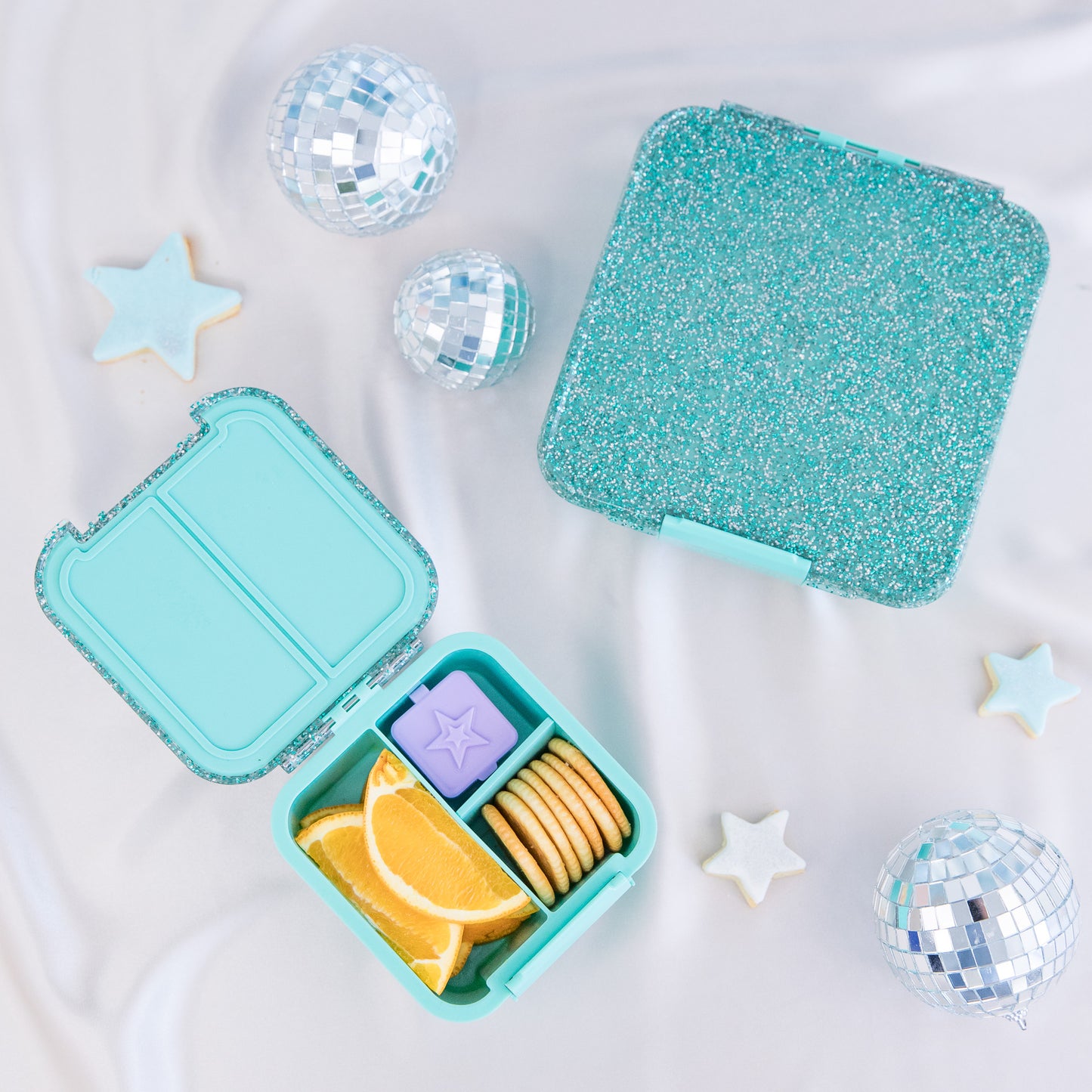 MontiiCo Bento Five Lunchbox - Turquoise Glitter