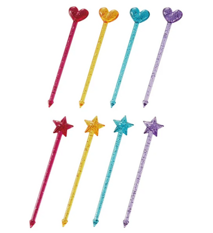 Torune Long Food Picks - Glitter Heart & Twinkle Star