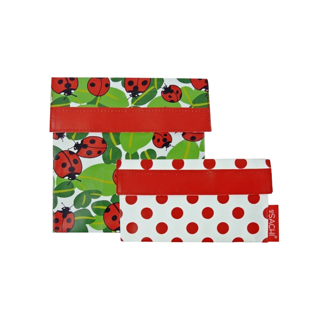 Sachi Insulated Lunch Tote & Sandwich/Snack Bags Bundle - Lovely Ladybugs