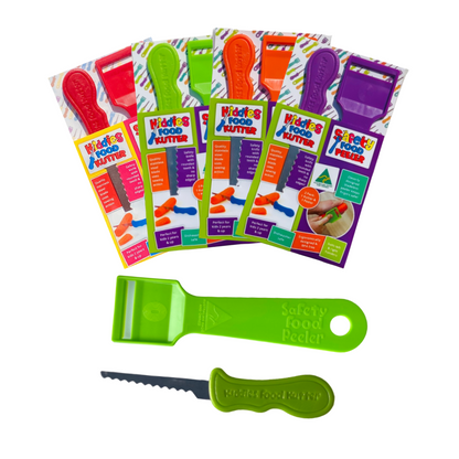 Kiddies Original Food Kutter Knife & Safety Food Peeler Twin Pack - Assorted Colours