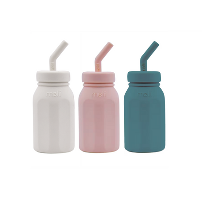 Melii Luxe Silicone Straw Bottle - Assorted Colours