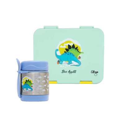 Citron Dinosaur Lunchbox & 300ml Insulated Food Jar Bundle