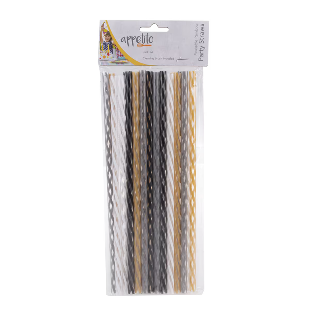 Appetito Glitz & Glam Reusable Straws - 24 Pack