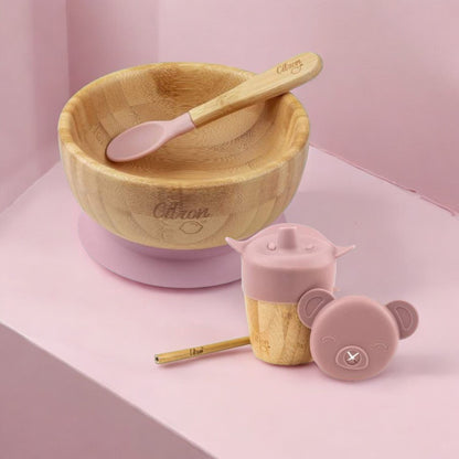 Citron Bamboo Bowl & Cup Bundle - Blush Pink