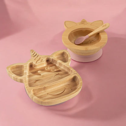 Citron Unicorn Bamboo Plate & Bowl Bundle