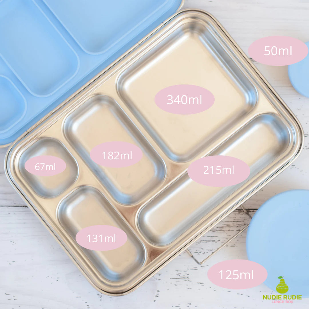 Nudie Rudie Stainless Steel Bento 5 Lunchbox - Assorted Colours