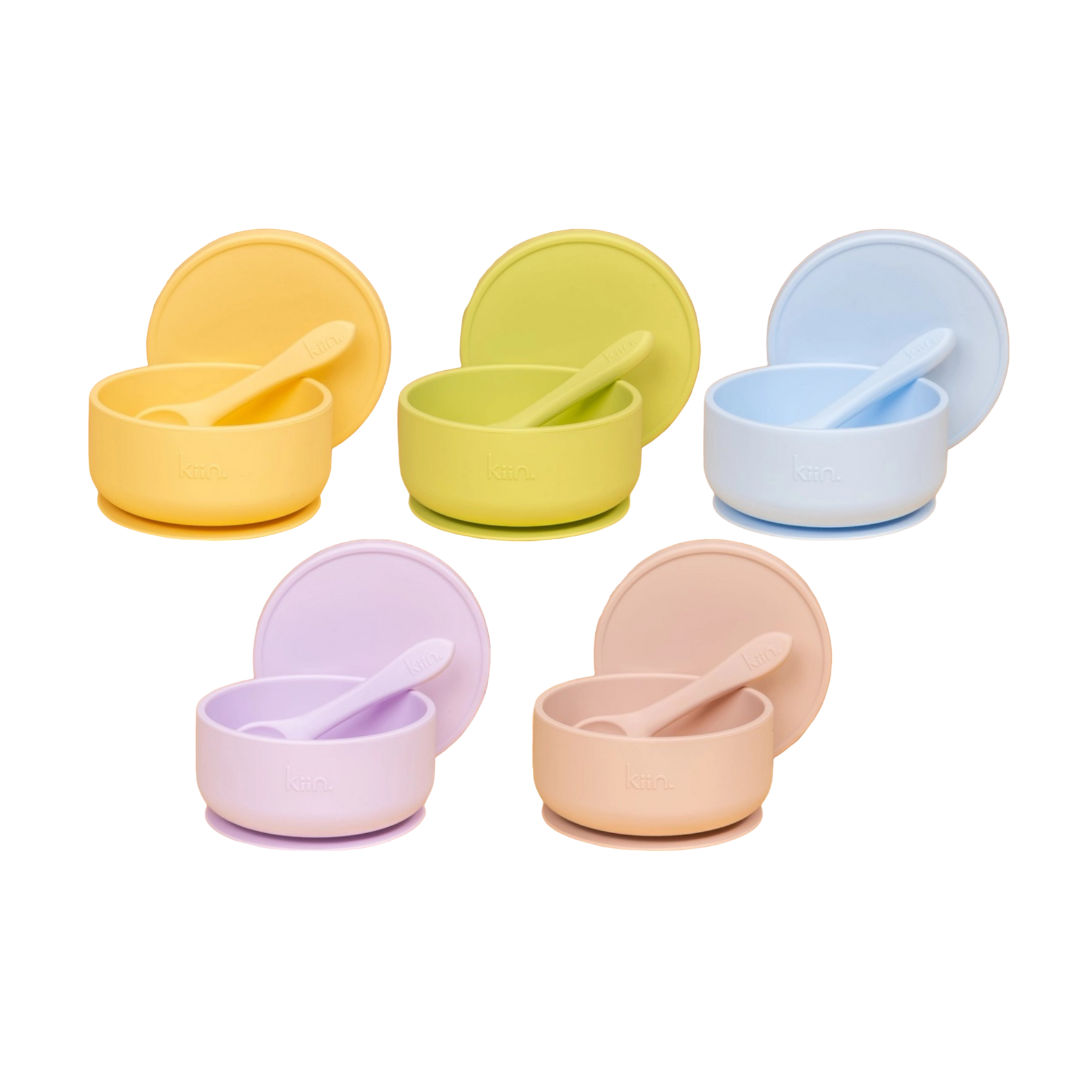 Kiin Baby Silicone Suction Bowl w/ Lid & Spoon - Assorted Colours