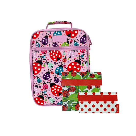 Sachi Insulated Lunch Tote & Sandwich/Snack Bags Bundle - Lovely Ladybugs